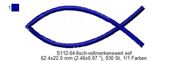 Stickdatei Fisch Ichthys für 10x10cm Stickrahmen S112-04